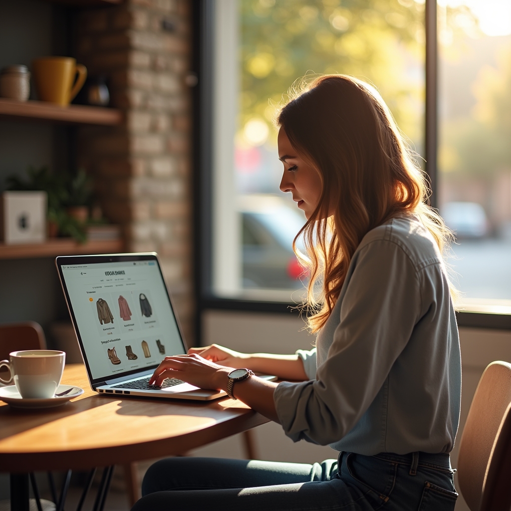 flux dev a small business owner woman sitting at a bright cafe 0