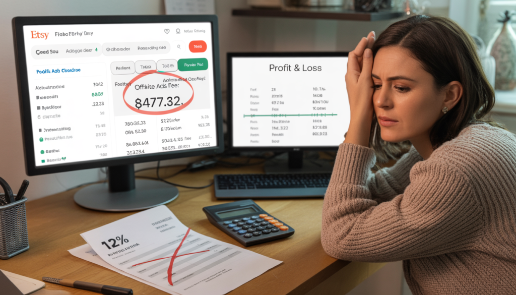 ideogram v3.0 exquisite high fashion photography of a frustrated female etsy seller in her ear 0