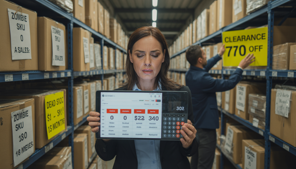 ideogram v3.0 exquisite high fashion photography of a frustrated female e‑commerce owner in 0